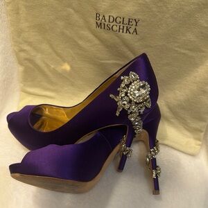 Badgley Mischka Purple Embellished Women's Heels